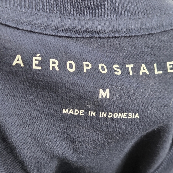 Aeropostale NWOT Navy & Ivory Paper Airplane Print Short Sleeve Top Size Medium - Picture 7 of 10